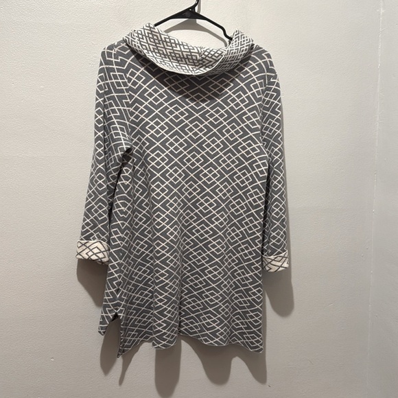 Moth Medium Cowled Galena Pullover Geometric Patterned Gray Sweater Alpaca Blend - Picture 4 of 10
